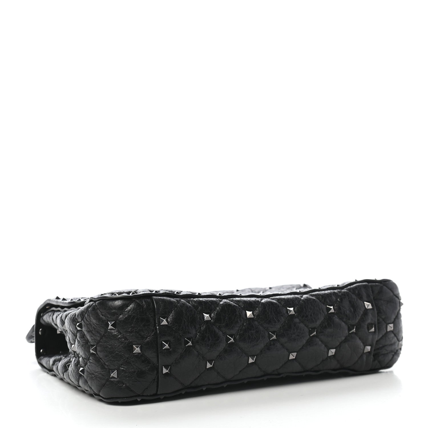 Valentino Garavani Craquele Nappa Medium Rockstud Spike Shoulder Bag Black 4 of 8
