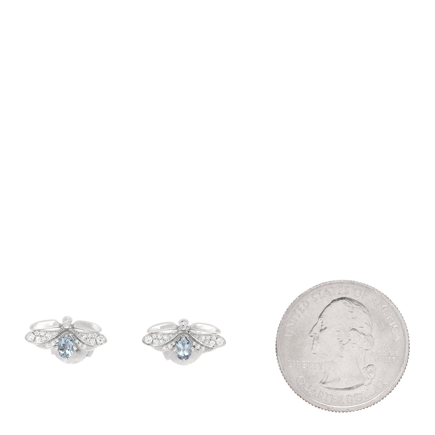 Platinum Diamond Aquamarine Paper Flowers Firefly Earrings