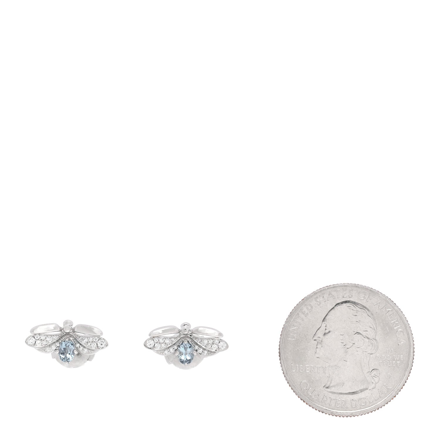 Tiffany Platinum Diamond Aquamarine Paper Flowers Firefly Earrings 2 of 4