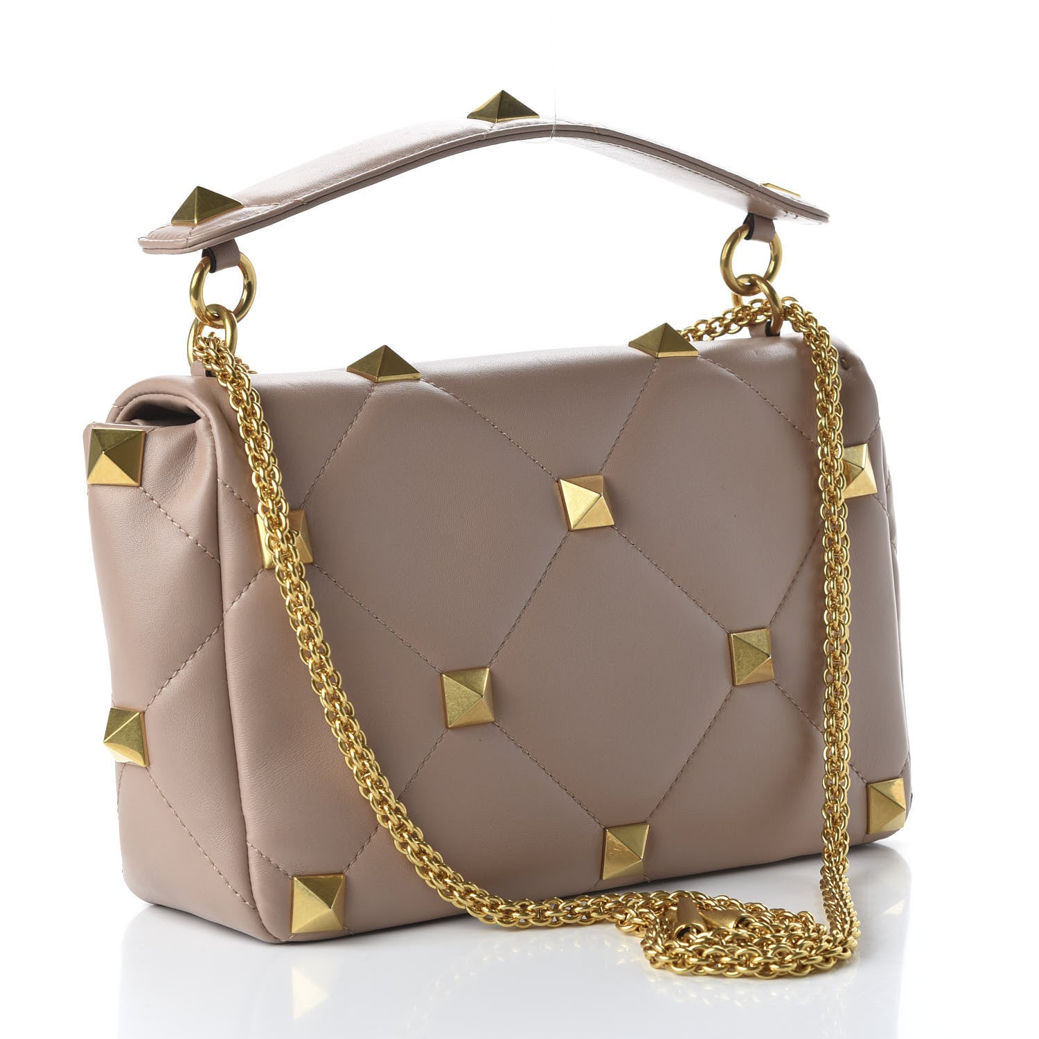 Valentino Garavani Nappa Large Roman Stud Shoulder Bag Rose Cannelle 3 of 9