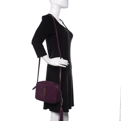Saint Laurent Calfskin Matelasse Monogram Lou Camera Bag Purple 2 of 9