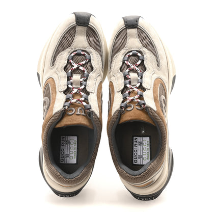 Gucci Technical Knit Fabric Suede Calfskin Womens Gucci Run Sneakers 38 Grey Sky 2 of 9