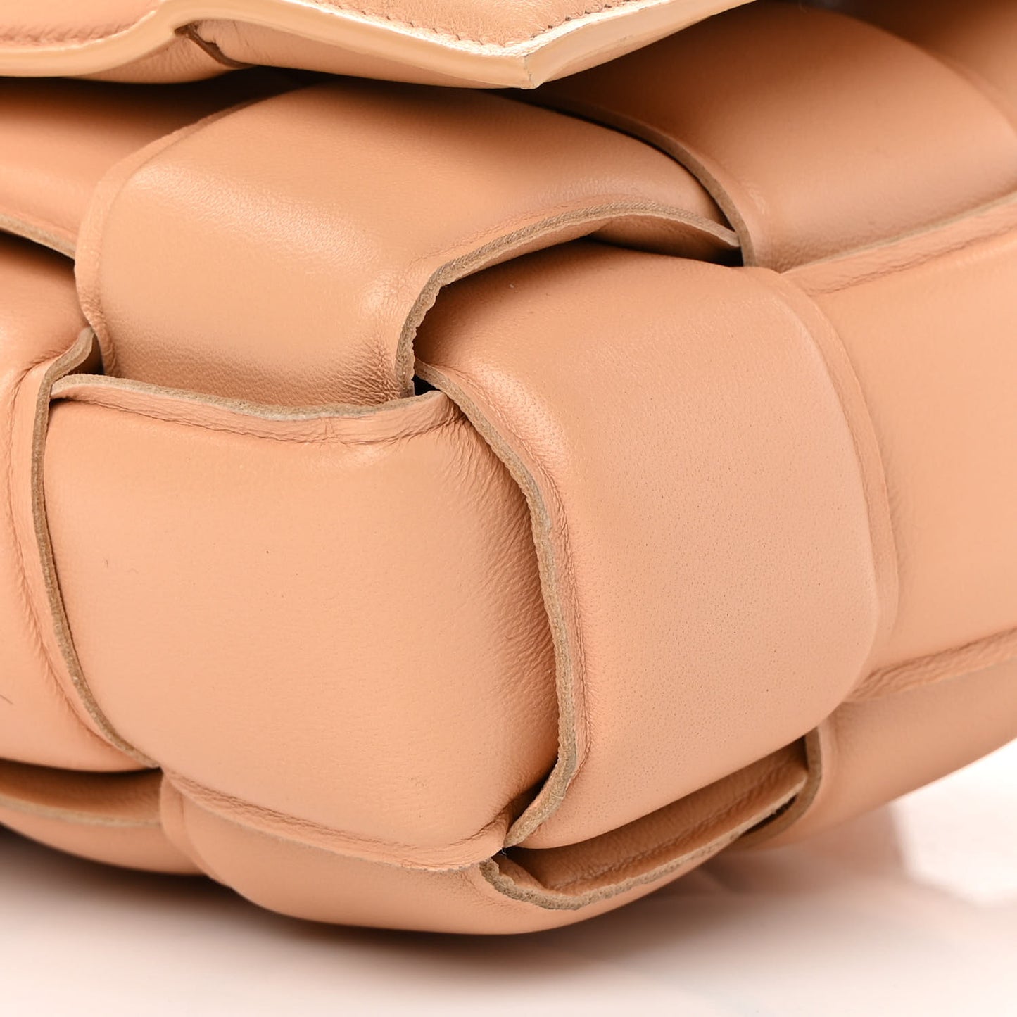 Nappa Maxi Intreccio Padded Cassette Crossbody Bag Almond