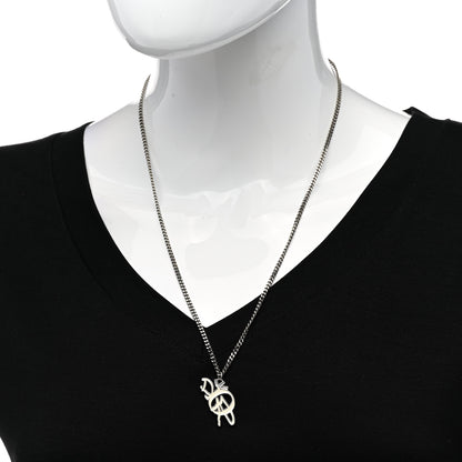 Christian Dior X Cactus Jack Crystal Resin Logo Pendant Necklace White Silver 2 of 7