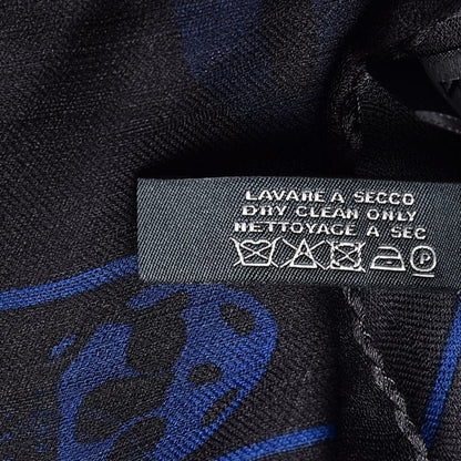 Alexander McQueen Silk Chiffon Skull Scarf Blue 8 of 8