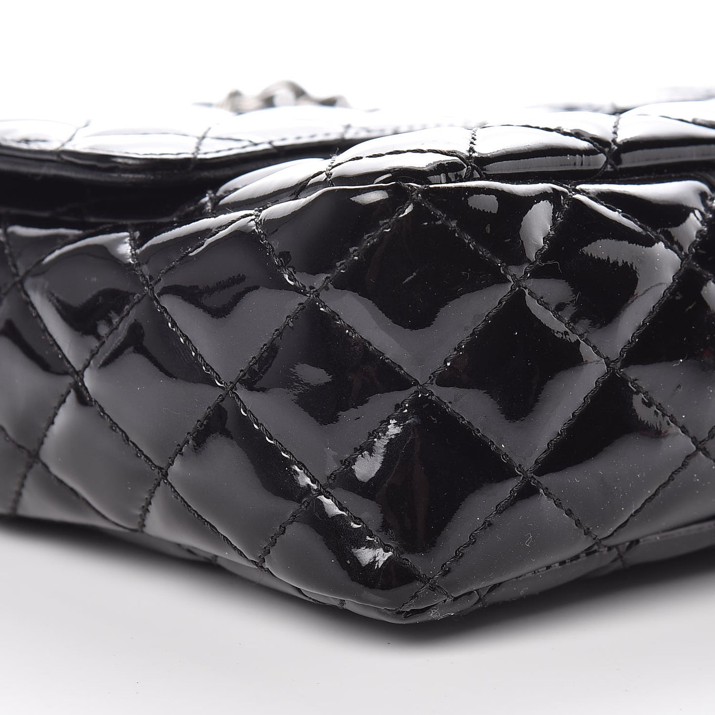 Patent Quilted Secret Label Medium Flap Black