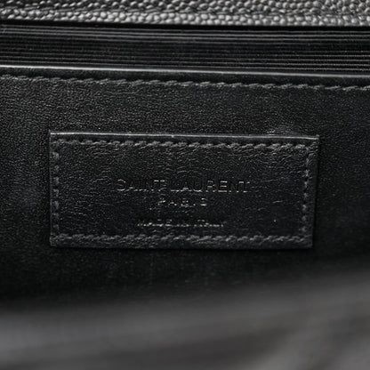 Saint Laurent Grain De Poudre Textured Mixed Matelasse Triquilt Medium Monogram Monochrome Satchel Black 6 of 10