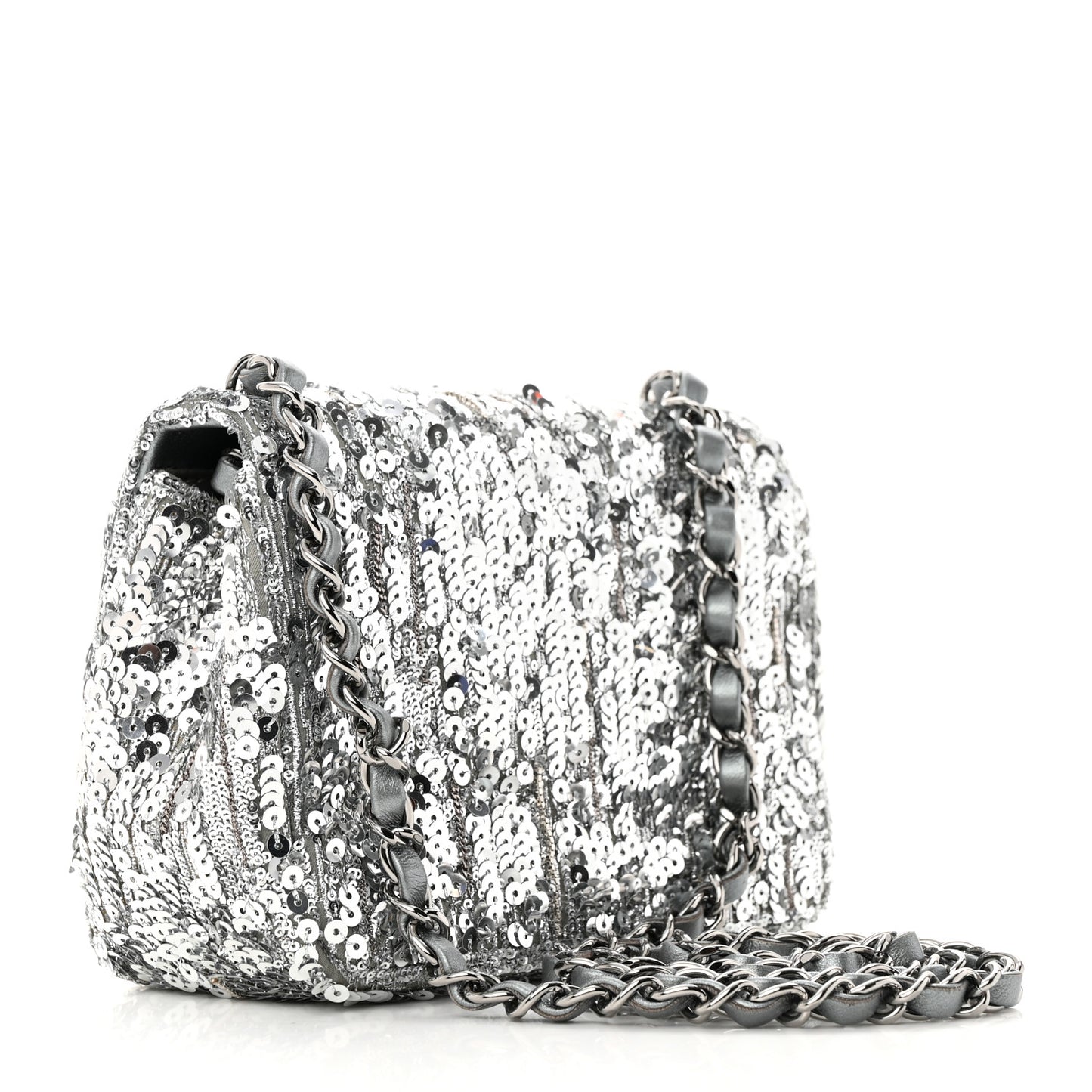 Sequin Mini Square Flap Silver