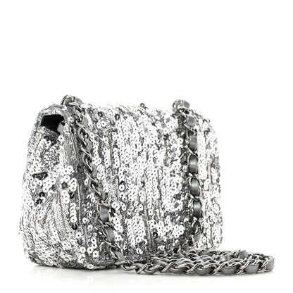 Chanel Sequin Mini Square Flap Silver 3 of 16