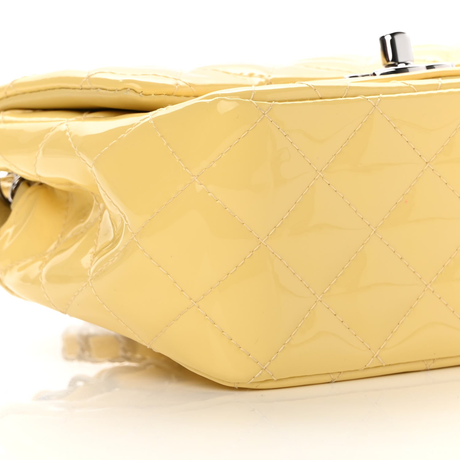 Chanel Patent Quilted Mini Square Flap Yellow 9 of 14