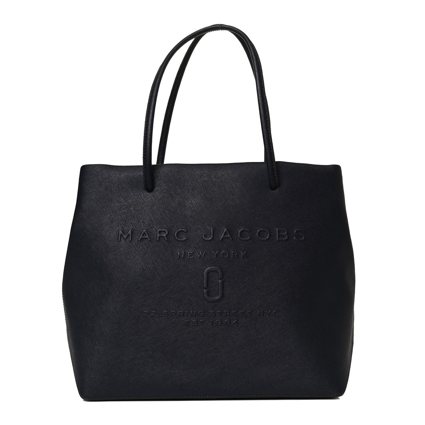 Calfskin Embossed Logo East West Shopper Tote Navy