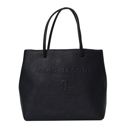 Marc Jacobs Calfskin Embossed Logo East West Shopper Tote Navy 1 of 12