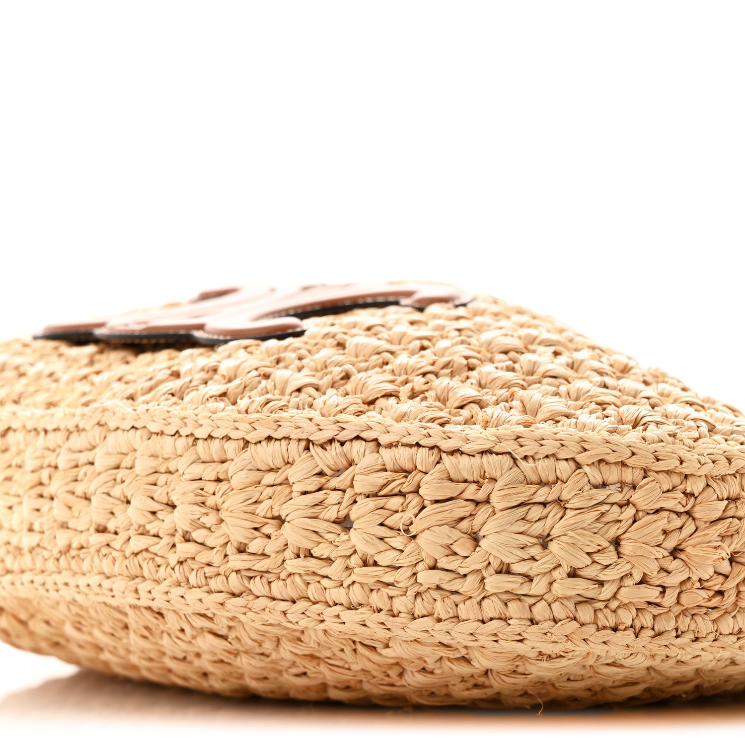 Celine Raffia Calfskin Triomphe Panier Hobo Bag Natural Tan 9 of 9