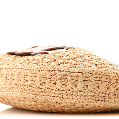 Celine Raffia Calfskin Triomphe Panier Hobo Bag Natural Tan 9 of 9