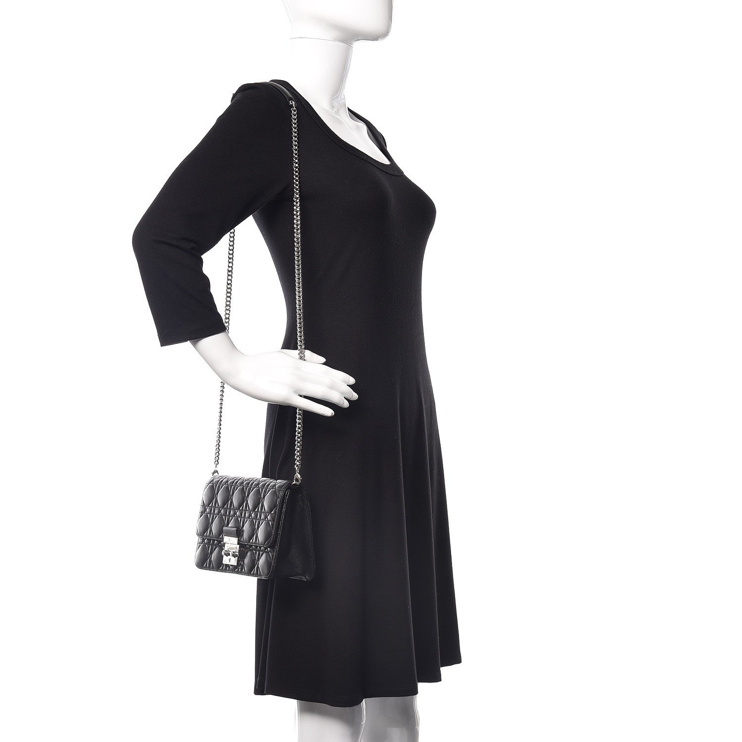Christian Dior Lambskin Cannage Miss Dior Promenade Pouch Black 2 of 9