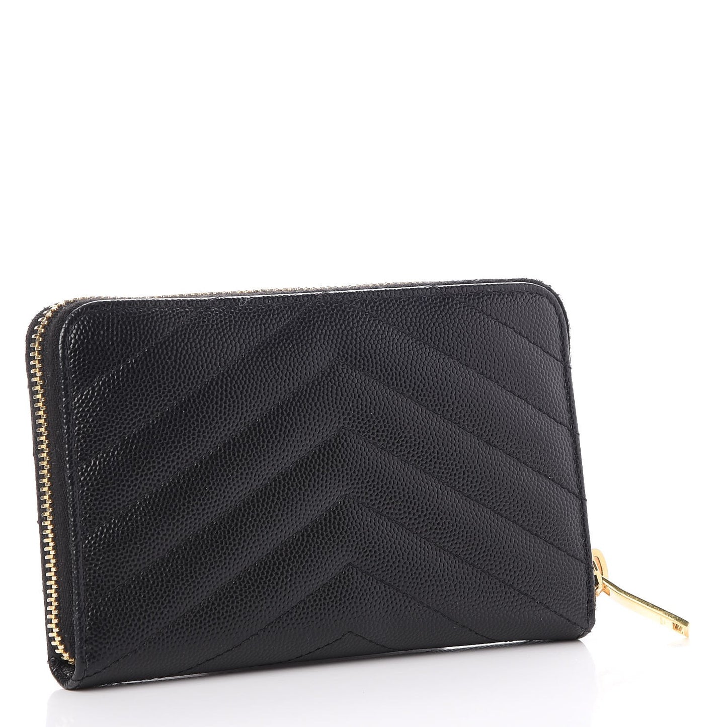 Grain De Poudre Matelasse Chevron Monogram Zip Around Wallet Black