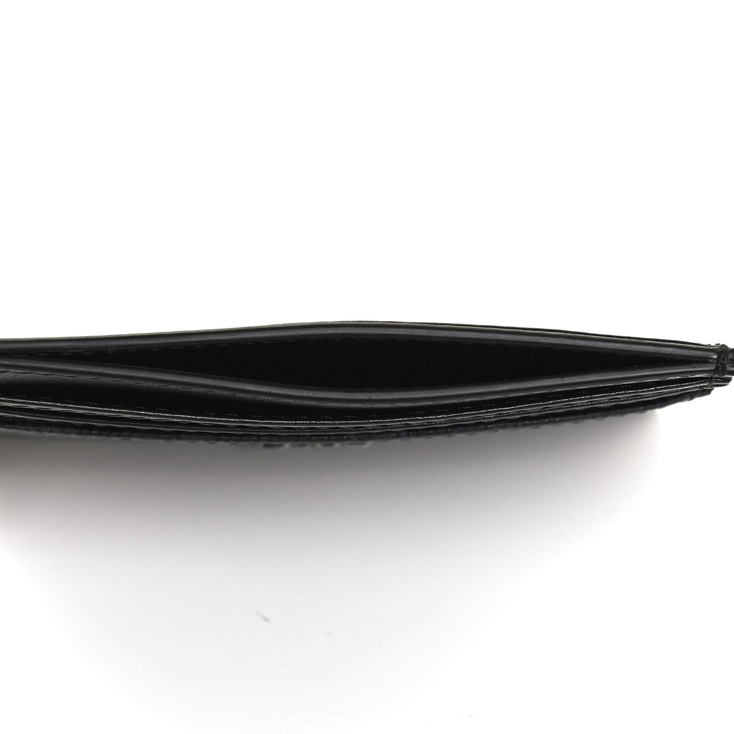 Coated Canvas Calfskin CD Diamond Card Holder Black