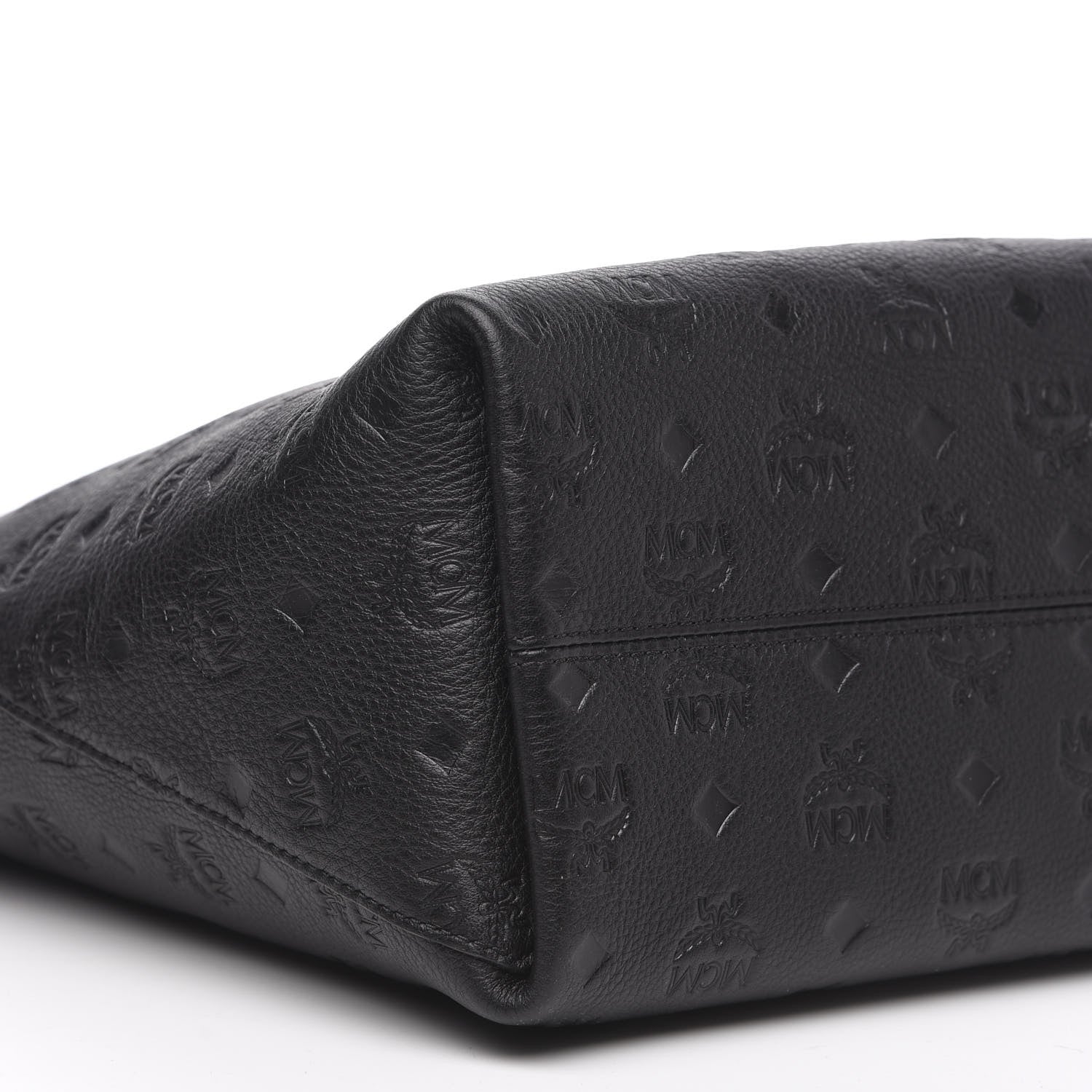 MCM Calfskin Ottomar Monogram Medium Klara Shopper Tote Black 7 of 8