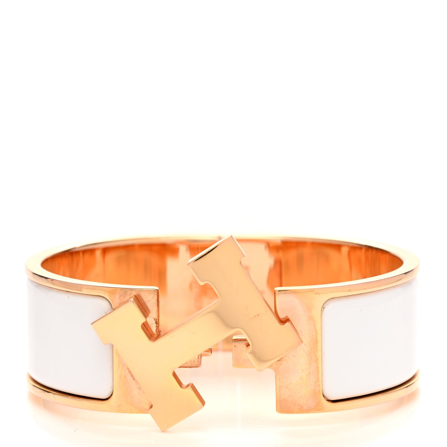 Enamel Wide Clic Clac H Bracelet PM White
