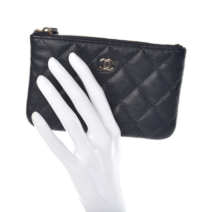 Chanel Metallic Caviar Quilted Small Cosmetic Case Dark Blue 2 of 8