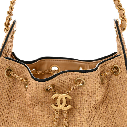 Chanel Braided Raffia Calfskin Quilted Mini Chanel 25 Handbag Beige Black 8 of 12