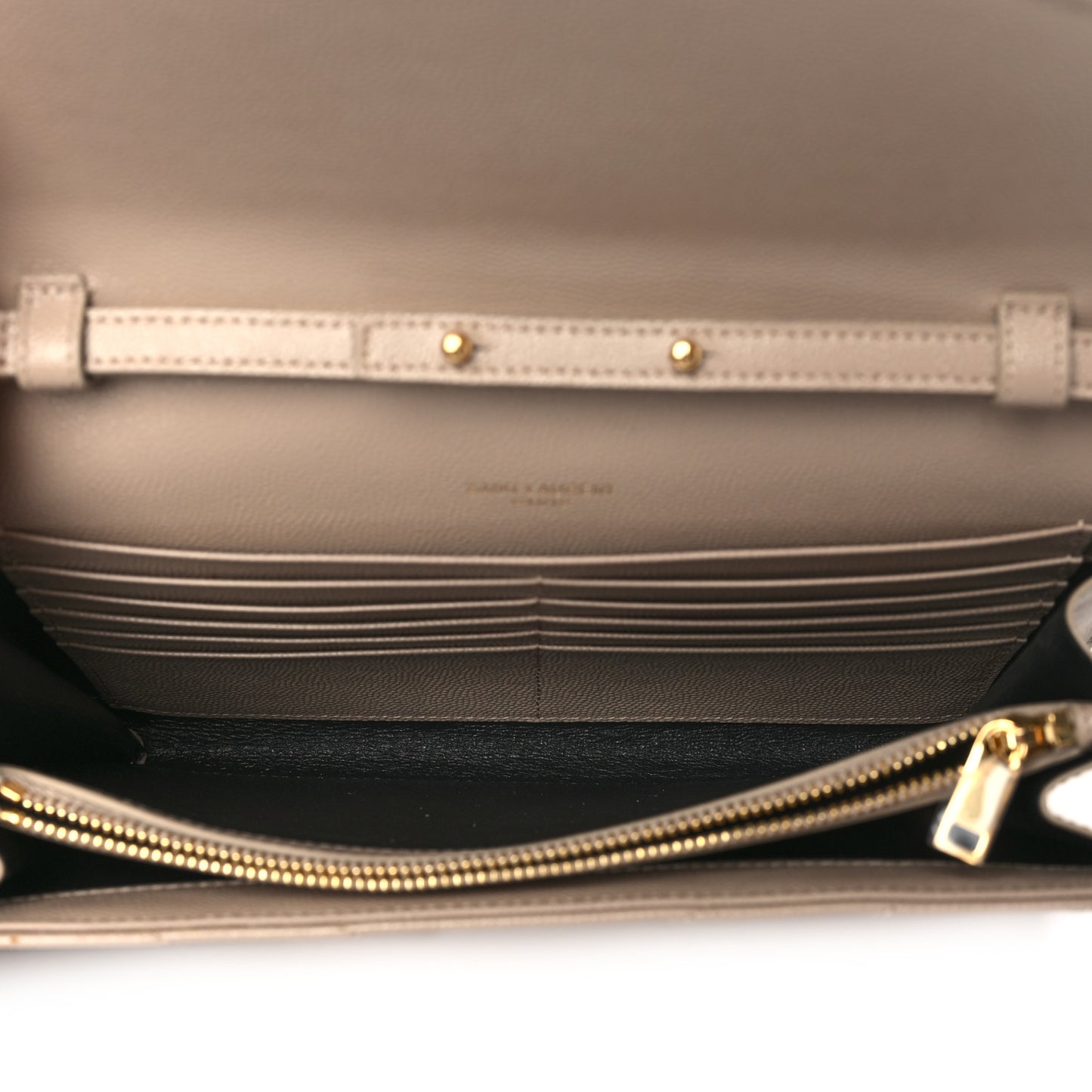 Grain De Poudre Matelasse Chevron Monogram Chain Wallet Dark Beige