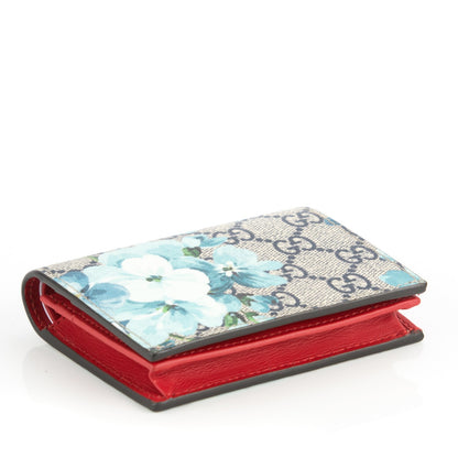 Gucci GG Supreme Monogram Blooms Card Case Beige Blue Navy Hibiscus Red 4 of 7