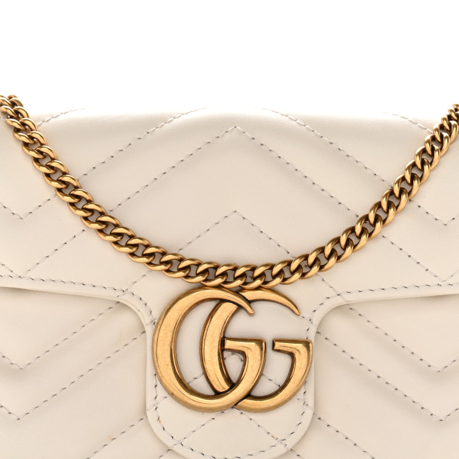 Gucci Calfskin Matelasse Super Mini GG Marmont Shoulder Bag White 8 of 10