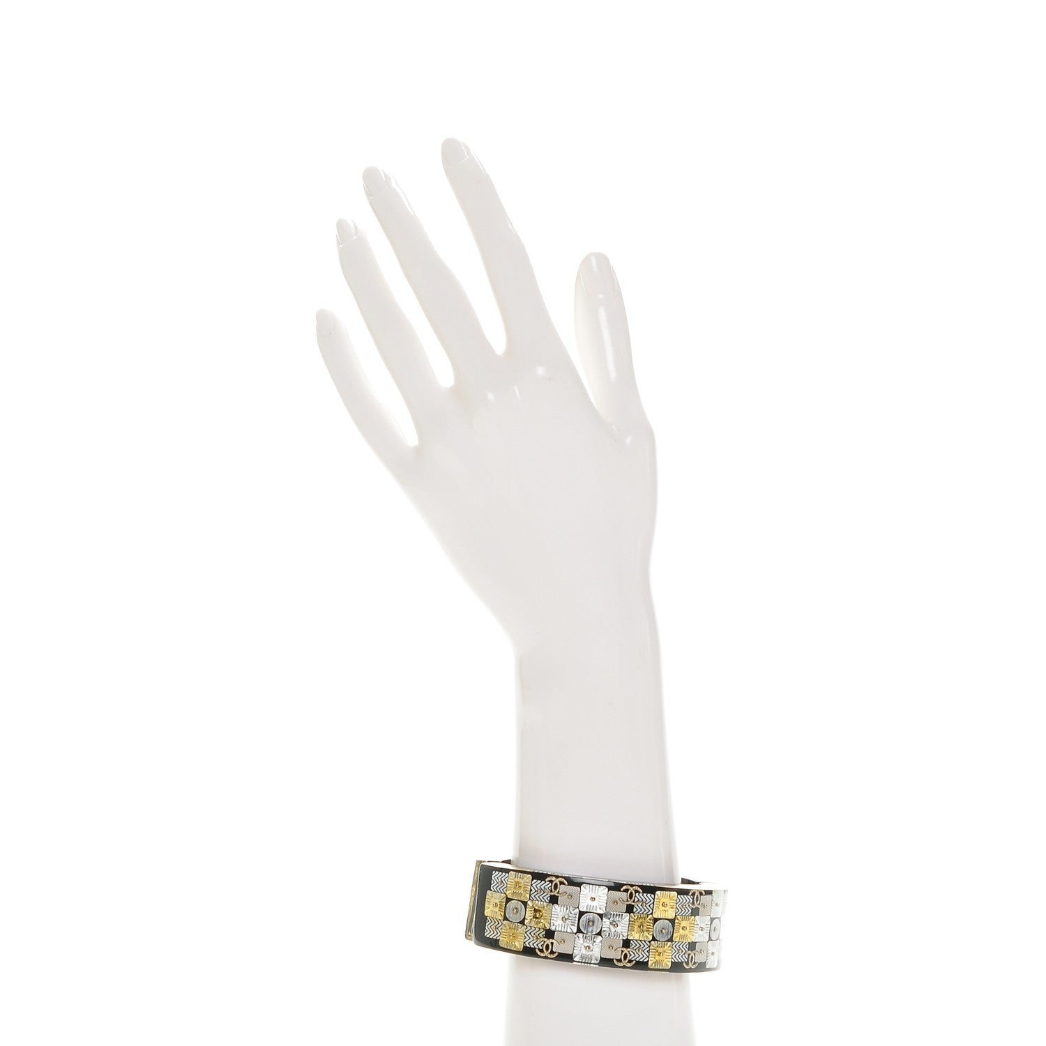 Chanel Resin Metal CC Cuff Black Gold 2 of 5