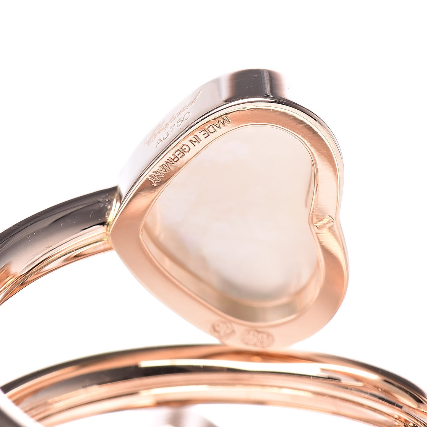 18K Rose Gold Diamond Mother of Pearl Happy Hearts Twist Ring 52 6