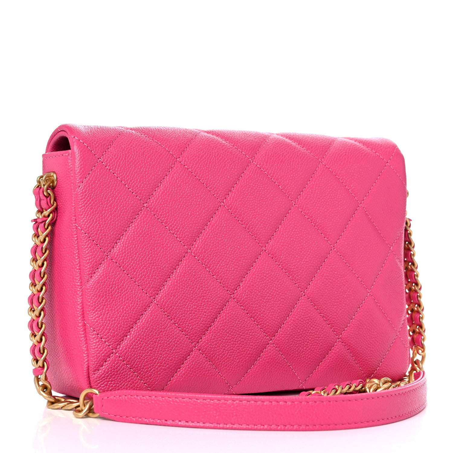 Chanel Shiny Caviar Quilted Small Chain Melody Flap Dark Pink 3 of 10