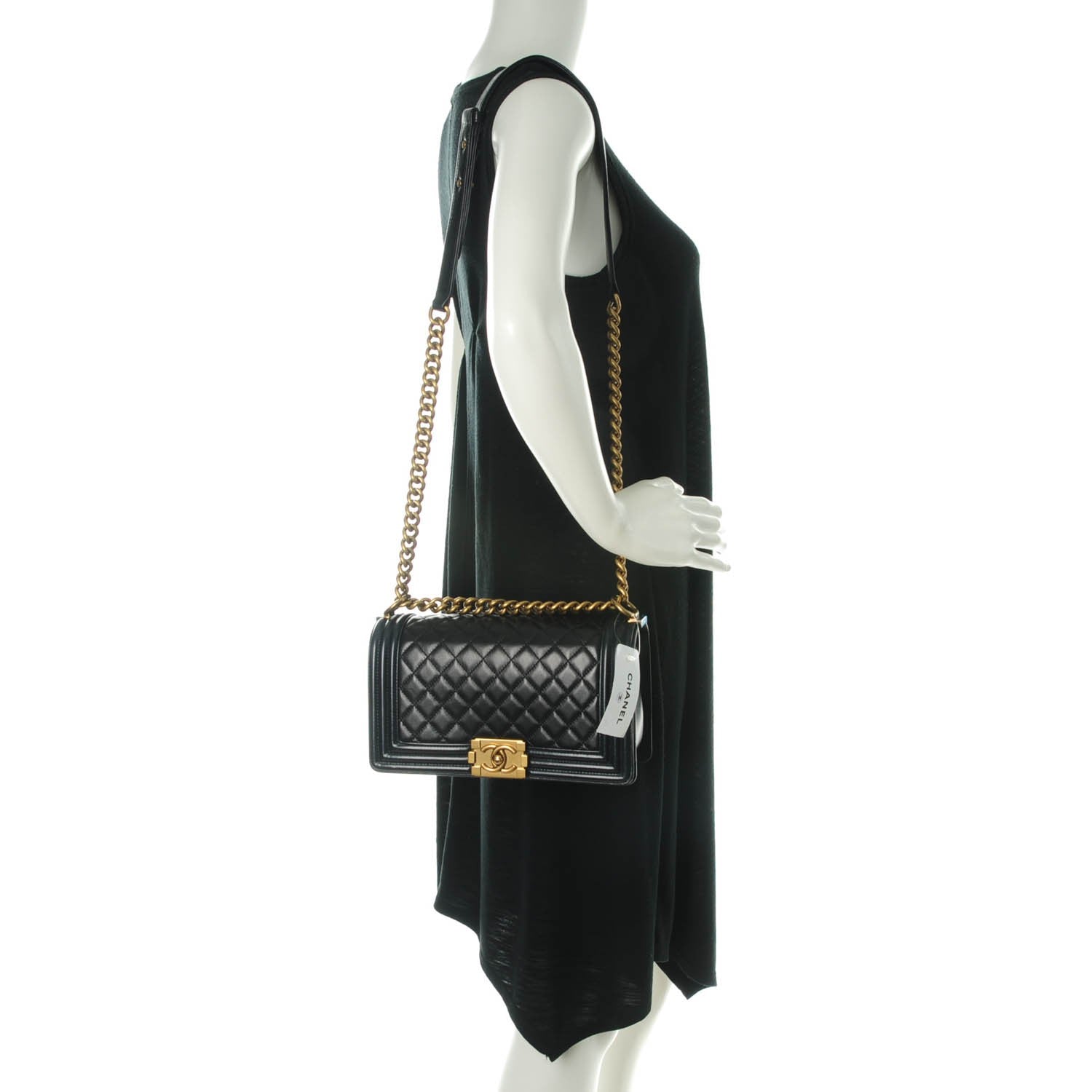 Chanel Lambskin Quilted Medium Boy Flap Pearly Black 2 of 7