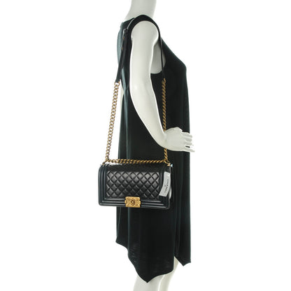 Chanel Lambskin Quilted Medium Boy Flap Pearly Black 2 of 7