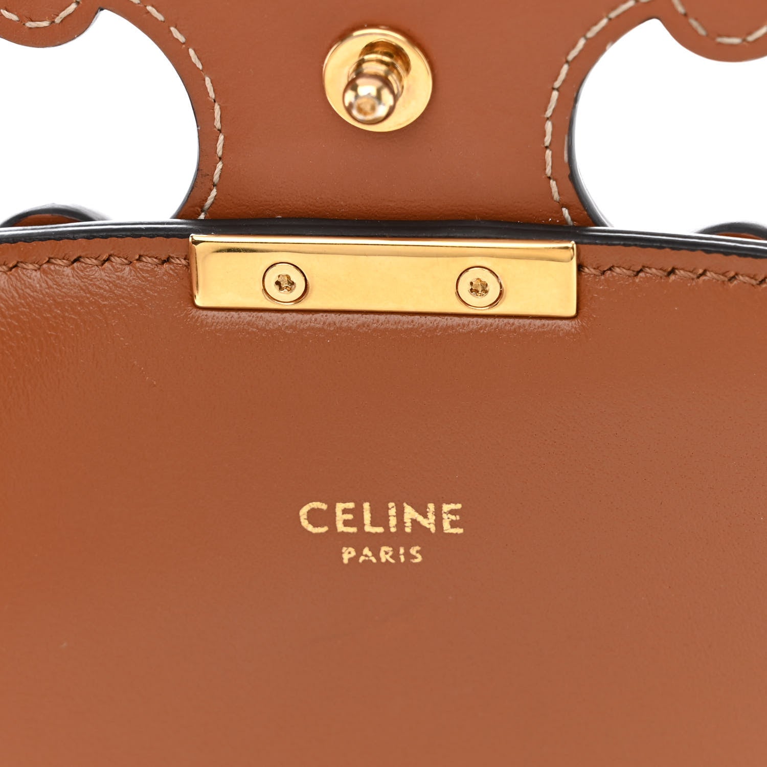 Celine Textile Natural Calfskin Teen Triomphe Tan White 6 of 13