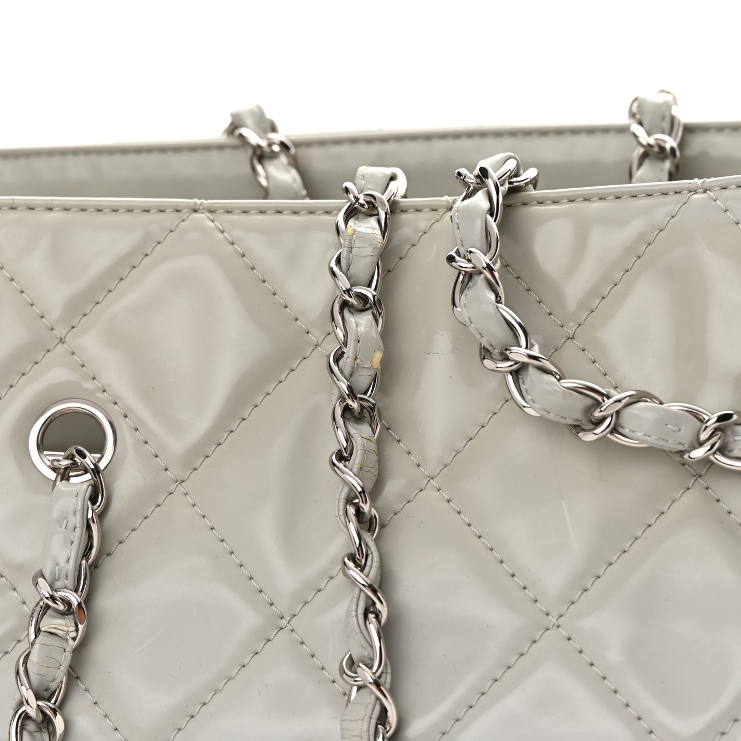 Vinyl Quilted Large In The Business Tote Light Grey