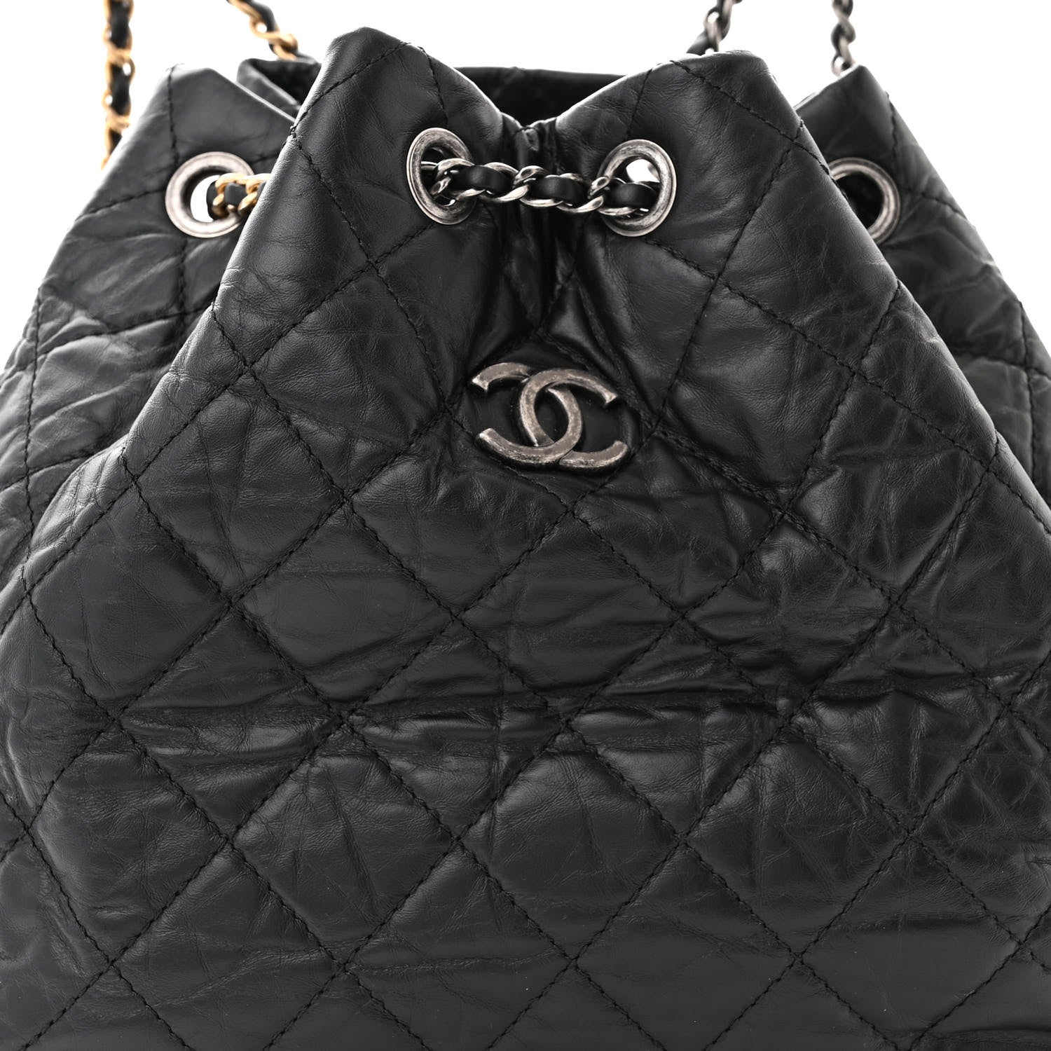 Chanel Aged Calfskin Quilted Gabrielle Backpack Black 8 of 15