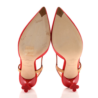 Louis Vuitton Suede Baby Goat Blossom Slingback Pumps 36 Rouge 7 of 11