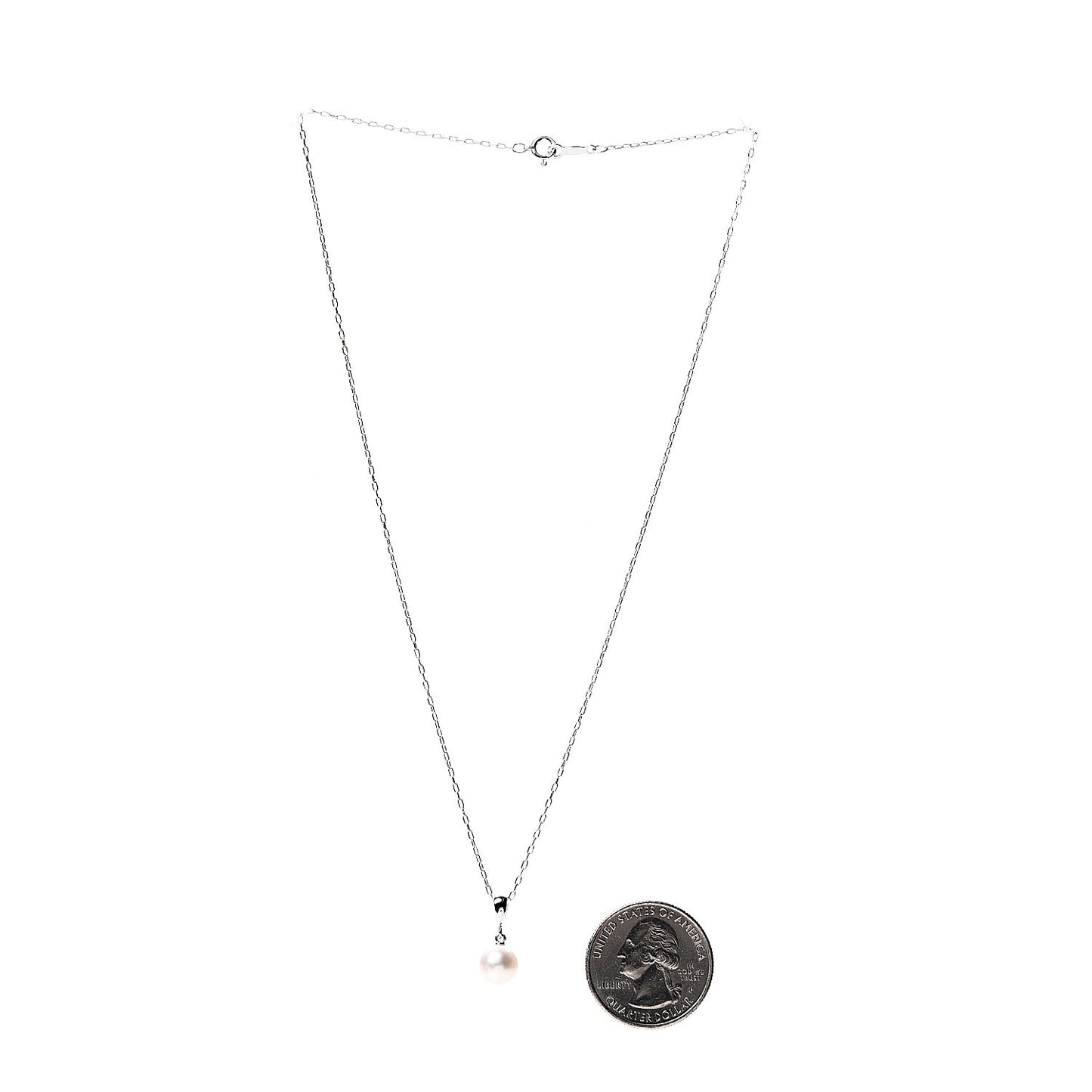 18K White Gold Akoya Pearl 7.5mm Pendant Necklace