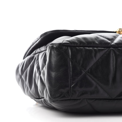 Chanel Shiny Goatskin Quilted Maxi Chanel 19 Flap Black 8 of 9