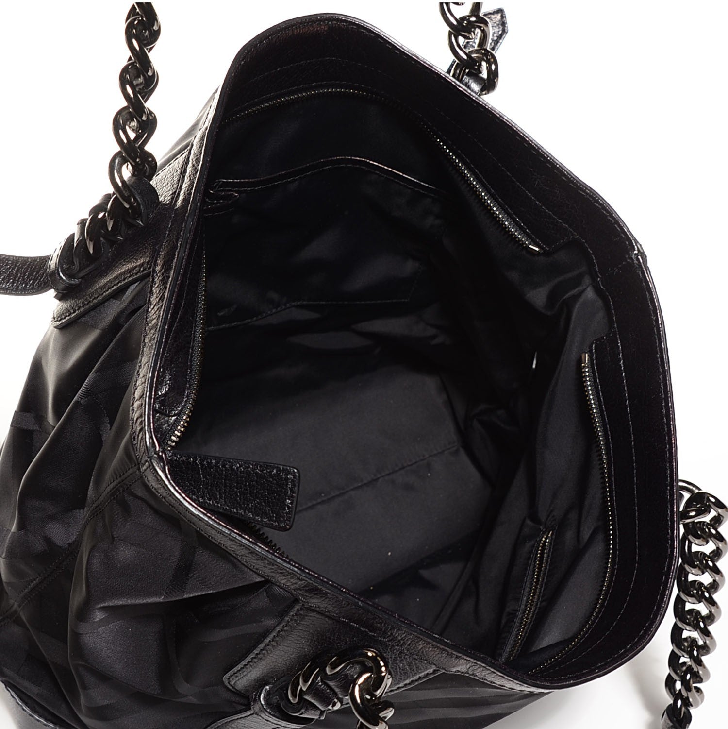 Burberry Nylon Tonal Check Torbitt Tote Black 5 of 8