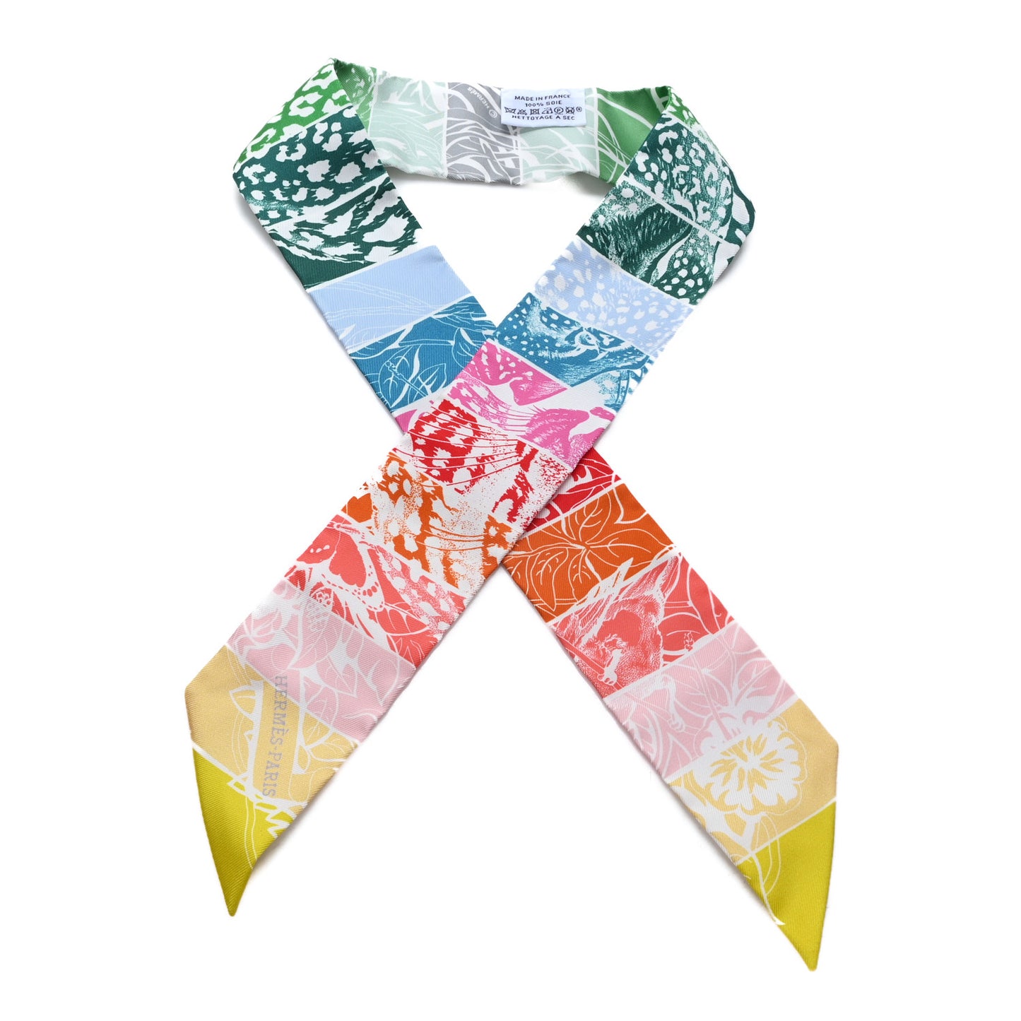 Silk Jungle Love Rainbow Twilly Vert Rose Jaune Fluo