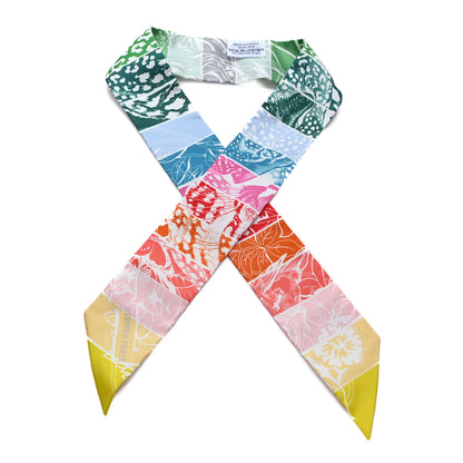 Hermes Silk Jungle Love Rainbow Twilly Vert Rose Jaune Fluo 1 of 3