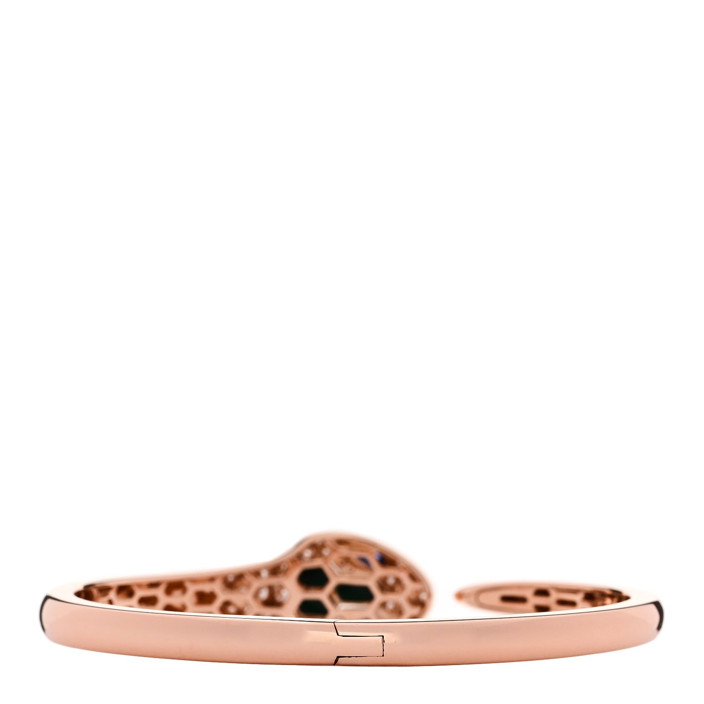 18K Rose Gold Diamond Sapphire Malachite Serpenti Seduttori Bangle Bracelet S