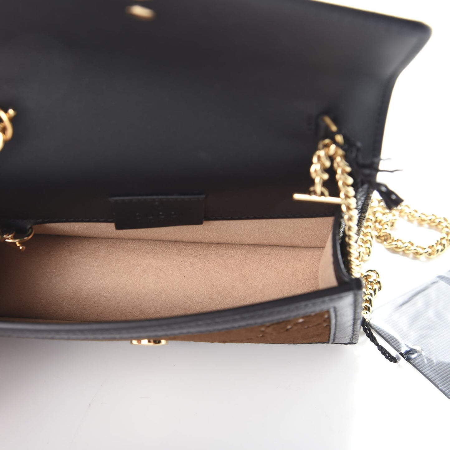 Velvet GG Monogram Web Super Mini Sylvie Chain Shoulder Bag Brown Black Oro Vecchio