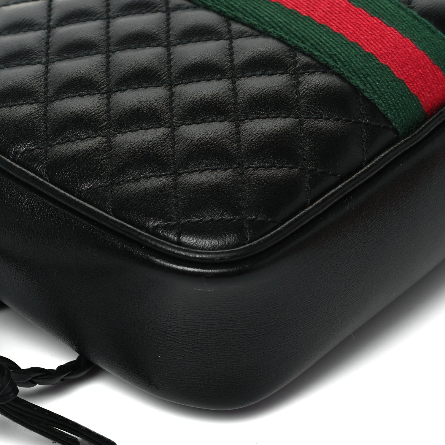 Gucci Calfskin Trapuntata Web Mini GG Shoulder Bag Black 8 of 9