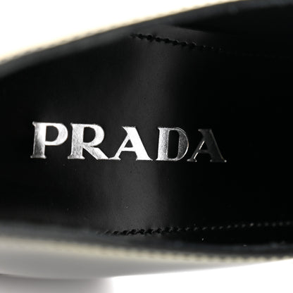Prada Spazzolato Sfumato Metal Triangle Logo 50mm Loafers 40.5 Black Platino 6 of 11
