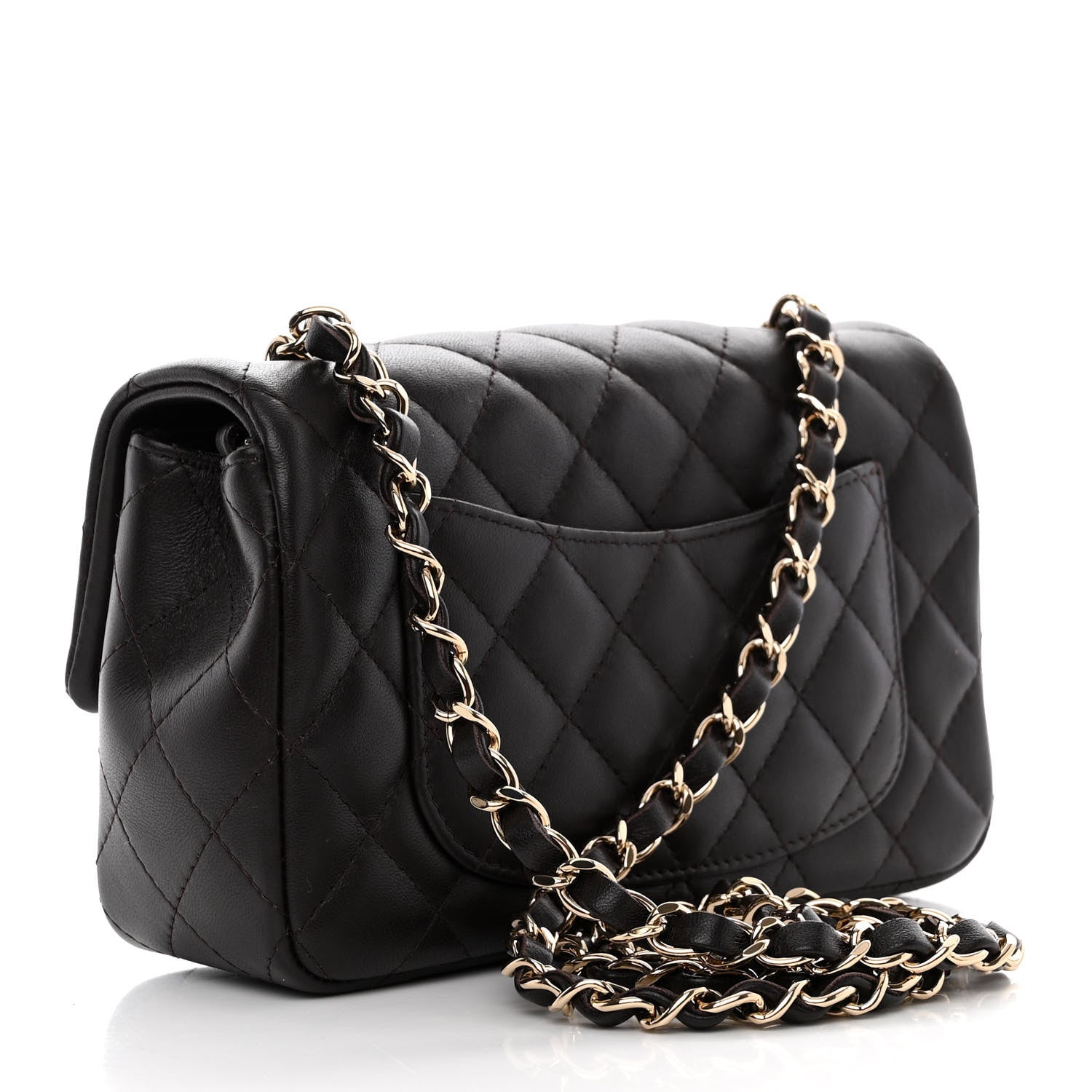 Chanel Lambskin Quilted Mini Rectangular Flap Dark Brown 4 of 11