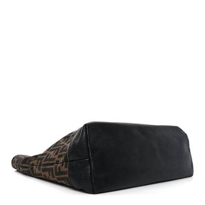 Fendi Zucca Vitello Elite Medium Roll Tote Tobacco Black 4 of 10