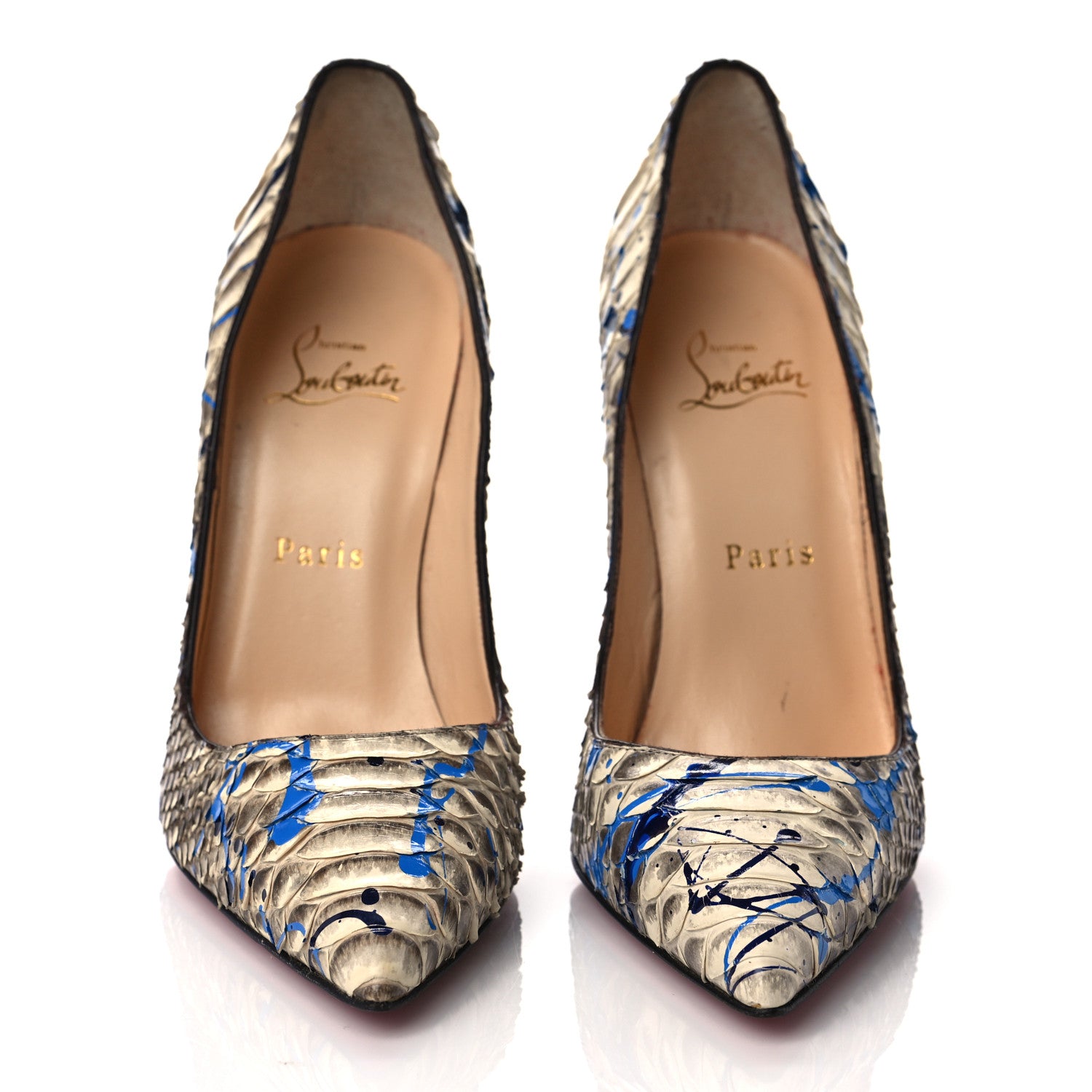 Christian Louboutin Python Vulcano So Kate 120 Pumps 38 Blue 2 of 12