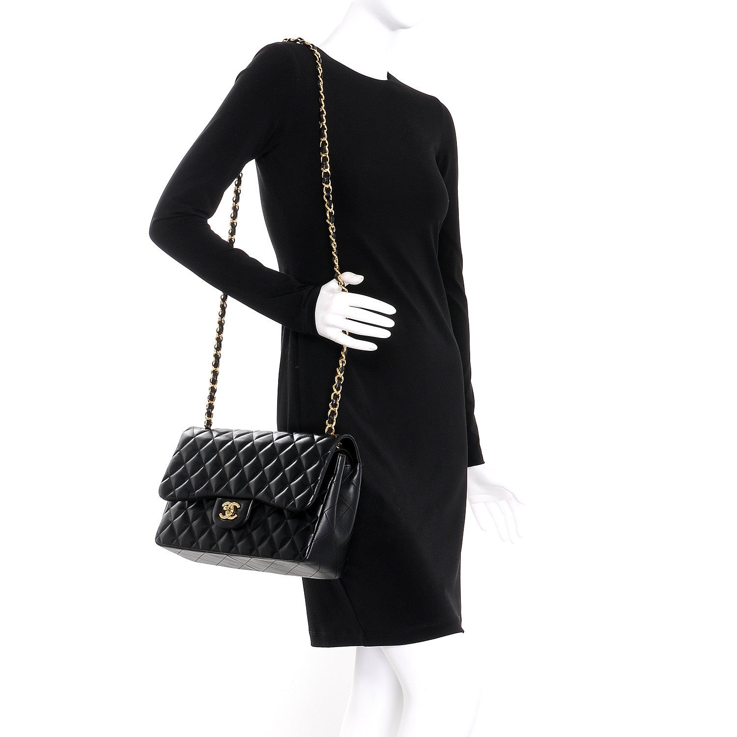 Chanel Lambskin Quilted Jumbo Double Flap Black 2 of 10